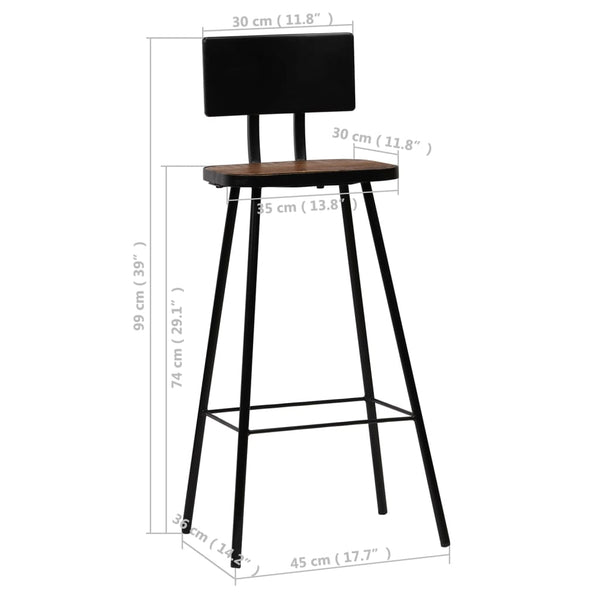 vidaXL Bar Stools 4 pcs. Solid Reclaimed Wood