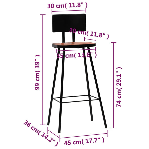 vidaXL Bar Stools 2 pcs. Solid Reclaimed Wood