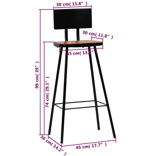 vidaXL Bar Stools 4 pcs. Solid Reclaimed Wood