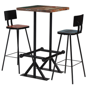 vidaXL 3-piece Bar Set Solid Reclaimed Wood Multicolored