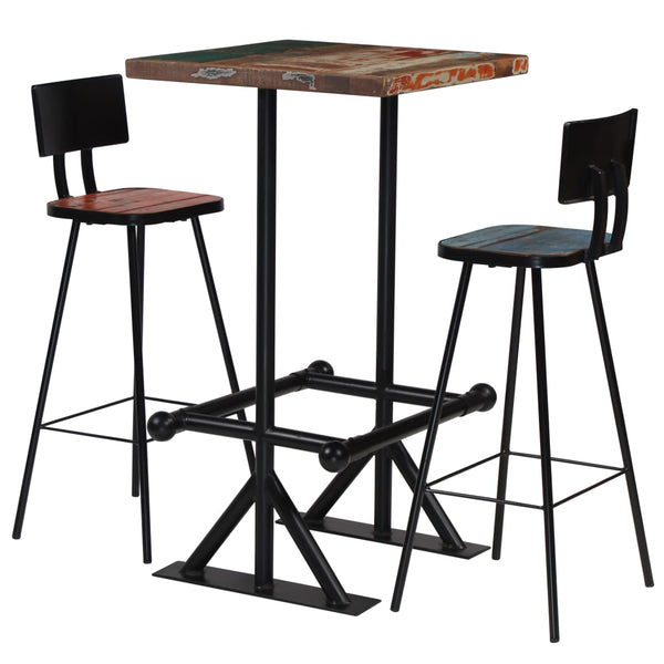 vidaXL 3-piece Bar Set Solid Reclaimed Wood Multicolored
