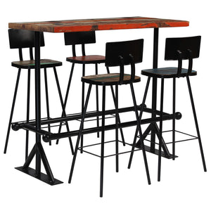 vidaXL 5-Piece Bar Set Solid Reclaimed Wood Multicolor