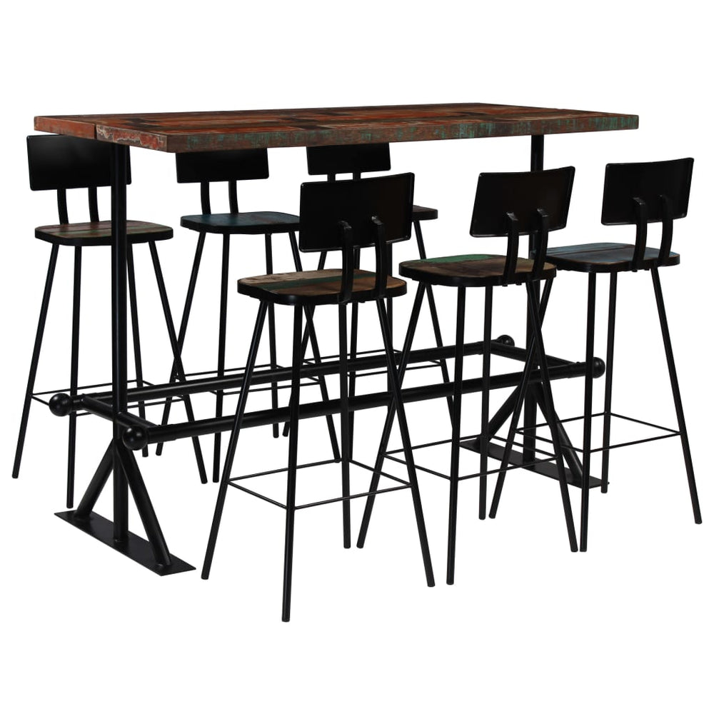 vidaXL Bar Set 7 Pieces Solid Reclaimed Wood Multicolored