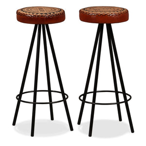 vidaXL Bar Stools 2 pcs. Genuine Leather