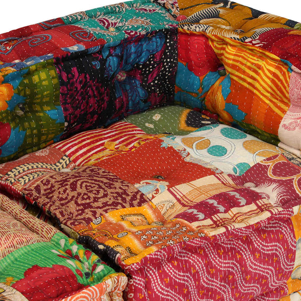 vidaXL 2-Seater Modular Patchwork Fabric Ottoman