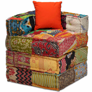 vidaXL 2-Seater Modular Patchwork Fabric Ottoman