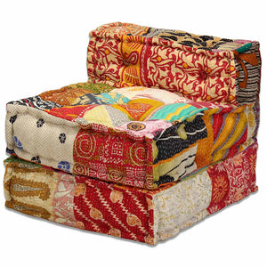 vidaXL 3-Seater Modular Patchwork Fabric Pouf