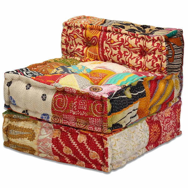 vidaXL 3-Seater Modular Patchwork Fabric Pouf