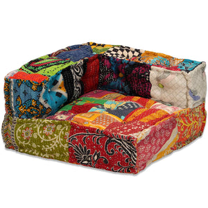 vidaXL 4-Seater Modular Patchwork Fabric Pouffe