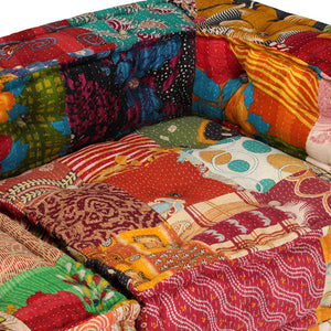 vidaXL 4-Seater Modular Patchwork Fabric Pouffe