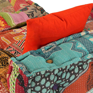 vidaXL 3-Seater Modular Patchwork Fabric Pouf