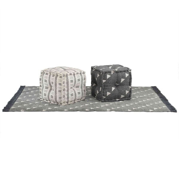 vidaXL Pouffe Geometric Grey and White 40 x 40 x 40 cm Fabric