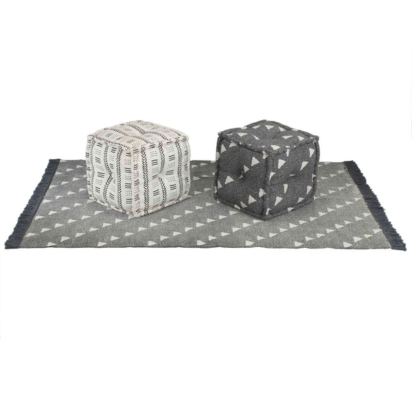vidaXL Pouffe Geometric Grey and White 40 x 40 x 40 cm Fabric