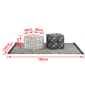 vidaXL Pouffe Geometric Grey and White 40 x 40 x 40 cm Fabric