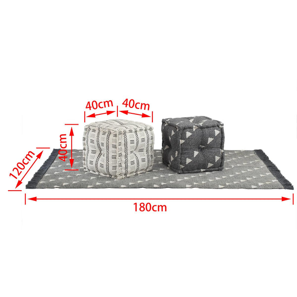 vidaXL Pouffe Geometric Grey and White 40 x 40 x 40 cm Fabric