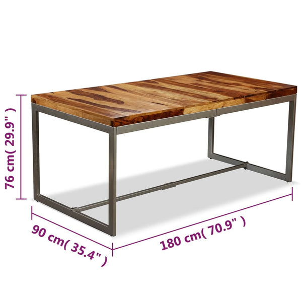 vidaXL Dining Table Solid Acacia Wood and Steel 180 cm
