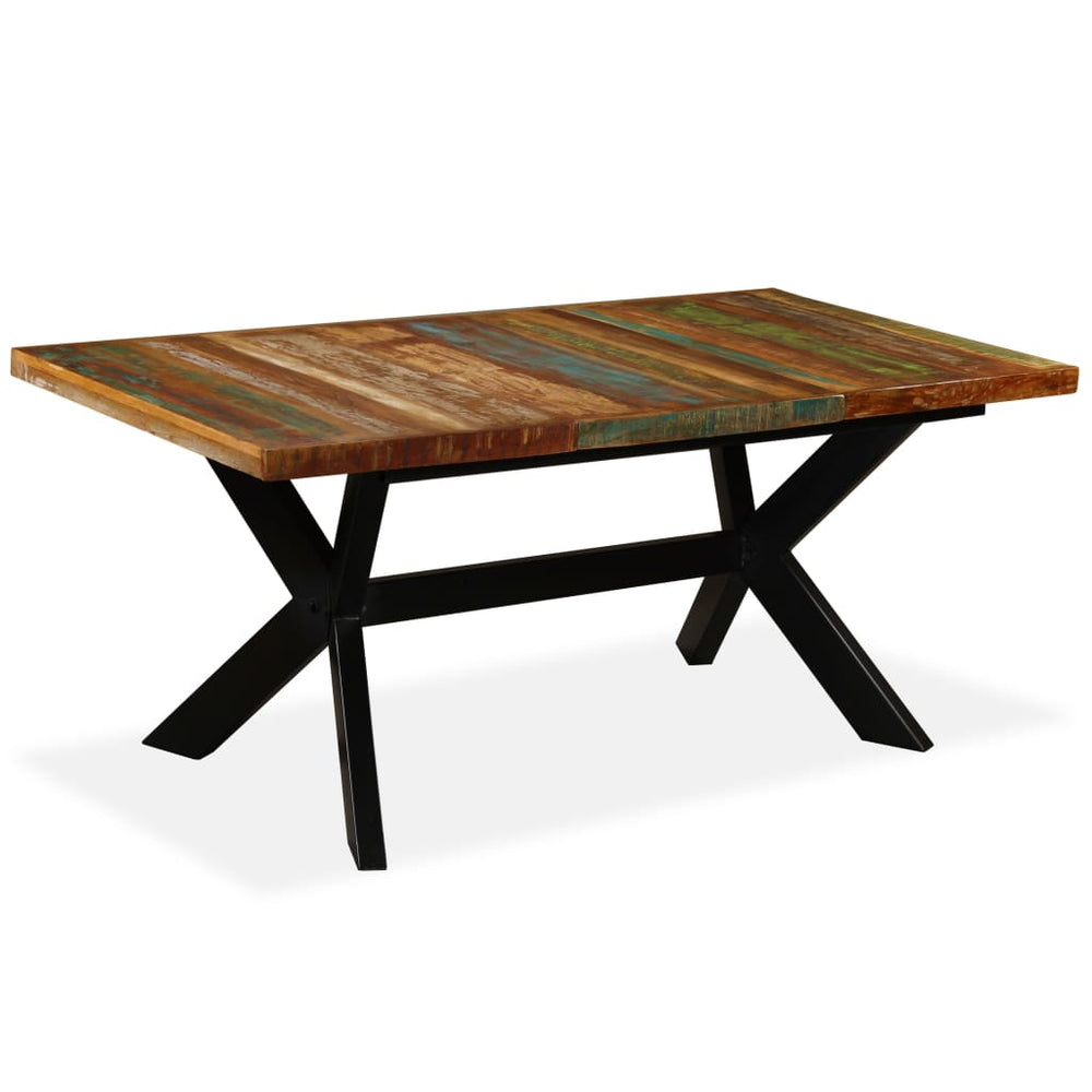 vidaXL Dining Table Reclaimed Solid Wood and Steel Frame 180 cm