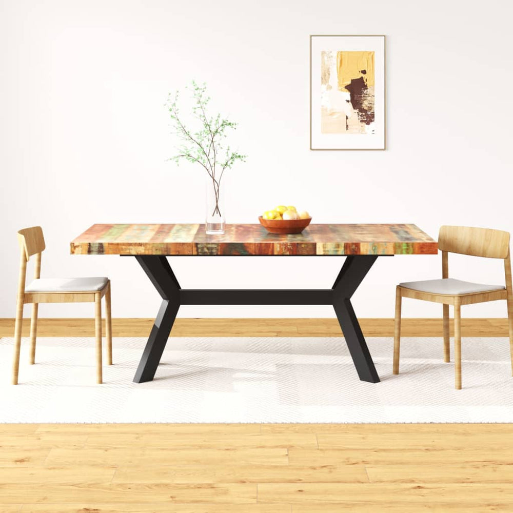 vidaXL Dining Table Reclaimed Solid Wood and Steel Frame 180 cm