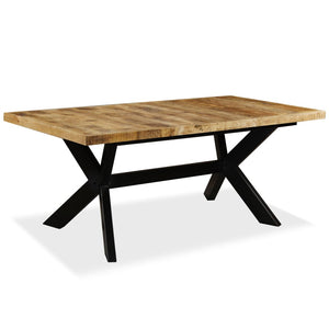 vidaXL Dining Table Solid Mango Wood and Steel Base 180 cm