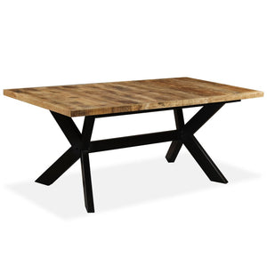 vidaXL Dining Table Solid Mango Wood and Steel Base 180 cm