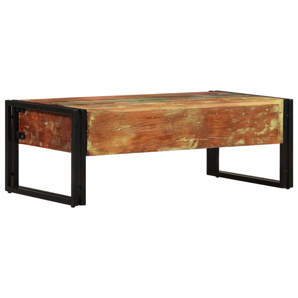 vidaXL Coffee Table with 3 Drawers Solid Reclaimed Wood 100x50x35 cm
