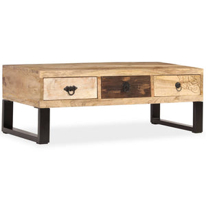 vidaXL Coffee Table with 3 Drawers Solid Mango Wood 90x50x35 cm