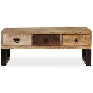 vidaXL Coffee Table with 3 Drawers Solid Mango Wood 90x50x35 cm