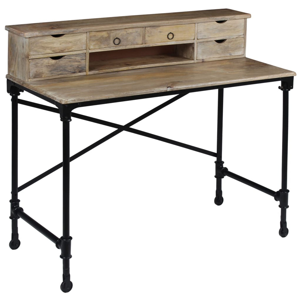 vidaXL Desk Solid Mango Wood and Steel 110 x 50 x 96 cm