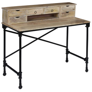 vidaXL Desk Solid Mango Wood and Steel 110 x 50 x 96 cm