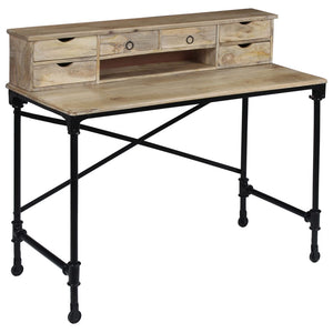 vidaXL Desk Solid Mango Wood and Steel 110 x 50 x 96 cm