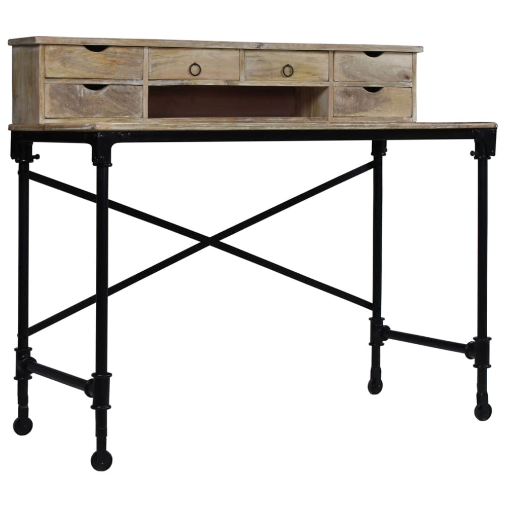 vidaXL Desk Solid Mango Wood and Steel 110 x 50 x 96 cm