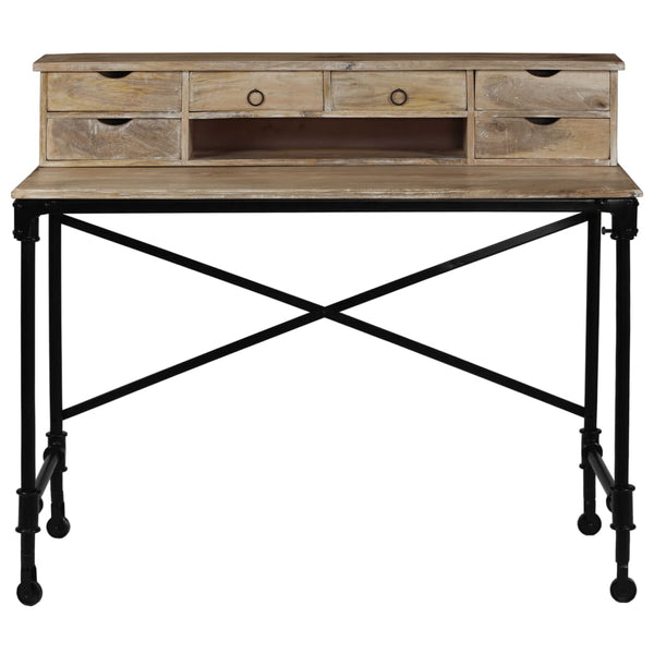 vidaXL Desk Solid Mango Wood and Steel 110 x 50 x 96 cm