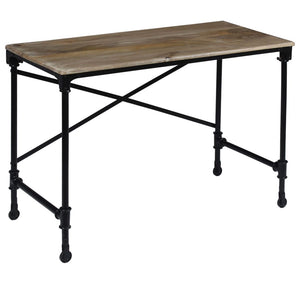 vidaXL Desk Solid Mango Wood and Steel 110 x 50 x 96 cm