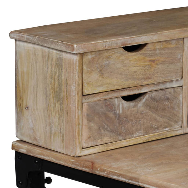 vidaXL Desk Solid Mango Wood and Steel 110 x 50 x 96 cm