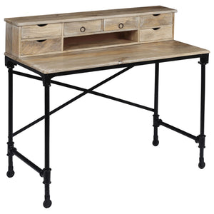 vidaXL Desk Solid Mango Wood and Steel 110 x 50 x 96 cm