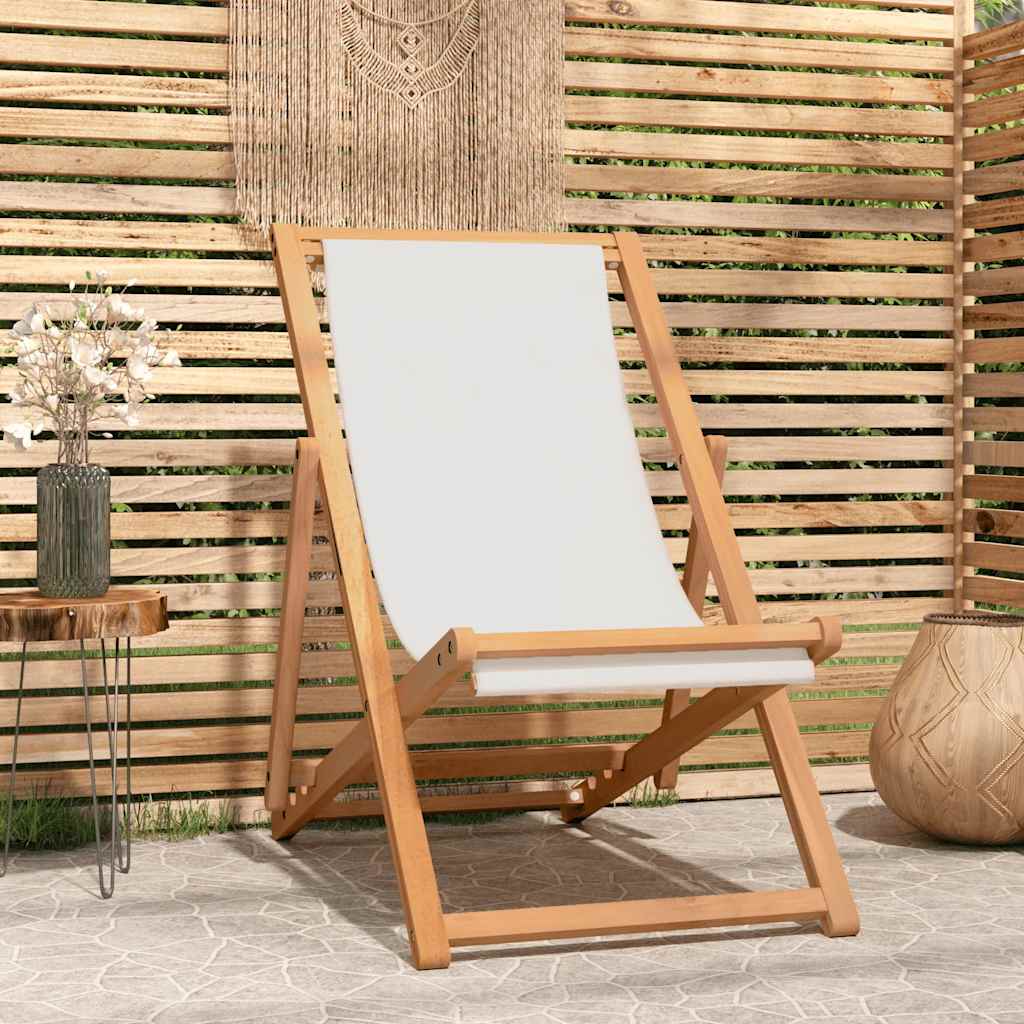 vidaXL Teak Sun Lounger 56x105x96 cm Cream