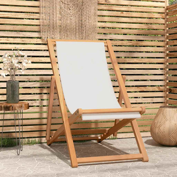 vidaXL Teak Sun Lounger 56x105x96 cm Cream