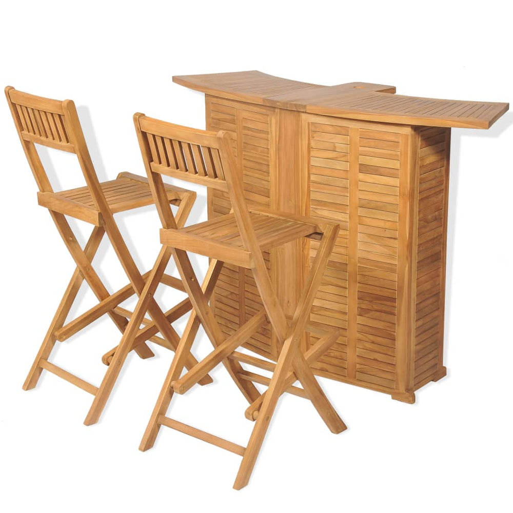 vidaXL 3-Piece Bistro Set with Folding Chairs Solid Teak Wood