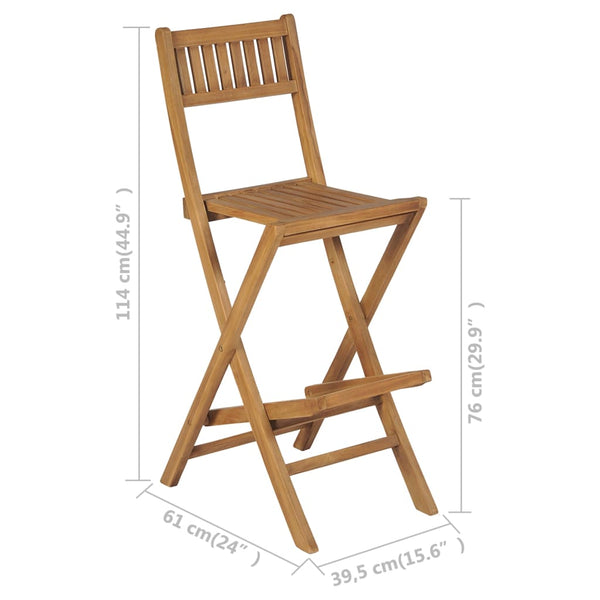 vidaXL 3-Piece Bistro Set with Folding Chairs Solid Teak Wood