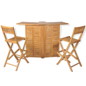 vidaXL 3-Piece Bistro Set with Folding Chairs Solid Teak Wood