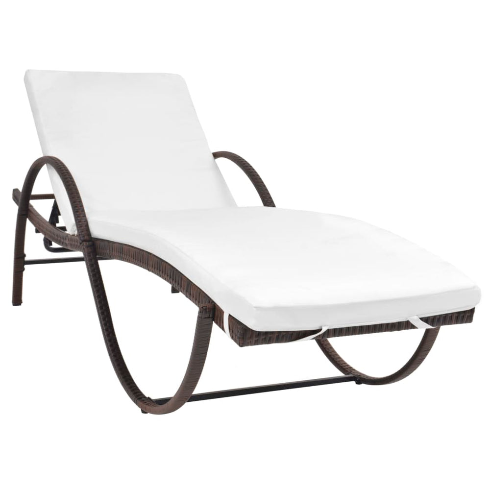 vidaXL Sun Loungers 2 pcs. with Table Poly Rattan Brown