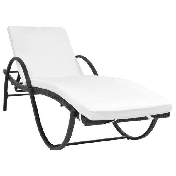 vidaXL Sun Loungers 2 pcs. with Table Poly Rattan Black
