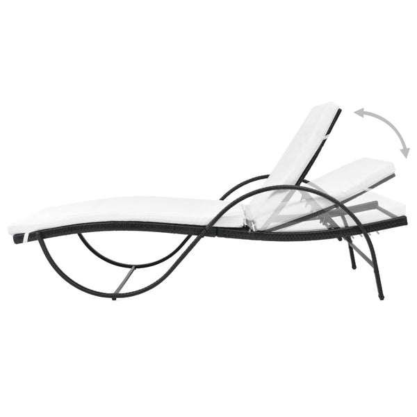 vidaXL Sun Loungers 2 pcs. with Table Poly Rattan Black