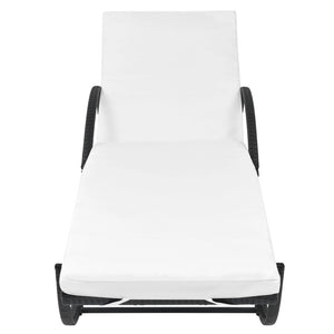 vidaXL Sun Loungers 2 pcs. with Table Poly Rattan Black