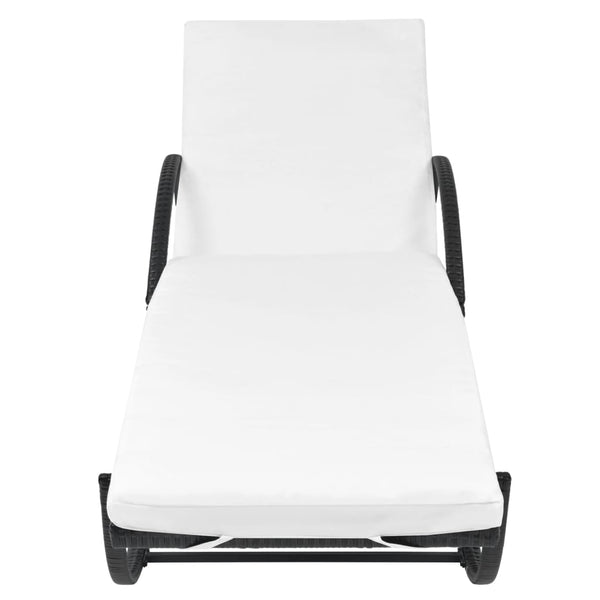 vidaXL Sun Loungers 2 pcs. with Table Poly Rattan Black