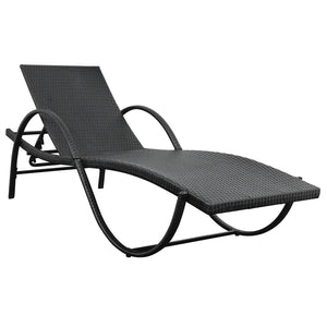 vidaXL Sun Loungers 2 pcs. with Table Poly Rattan Black