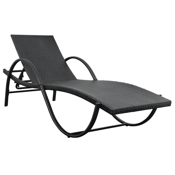 vidaXL Sun Loungers 2 pcs. with Table Poly Rattan Black