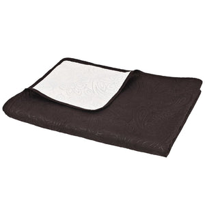 vidaXL Double-Sided Quilted Bedspread 170 x 210 cm Cream and Brown