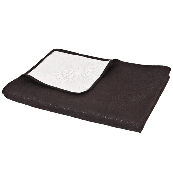 vidaXL Reversible Quilted Bedspread 230 x 260 cm Cream and Brown