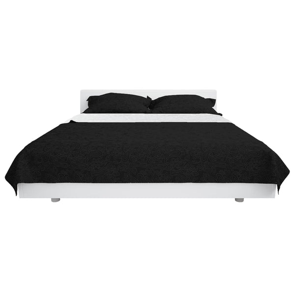 vidaXL Double-Sided Quilted Bedspread 230 x 260 cm Black and White